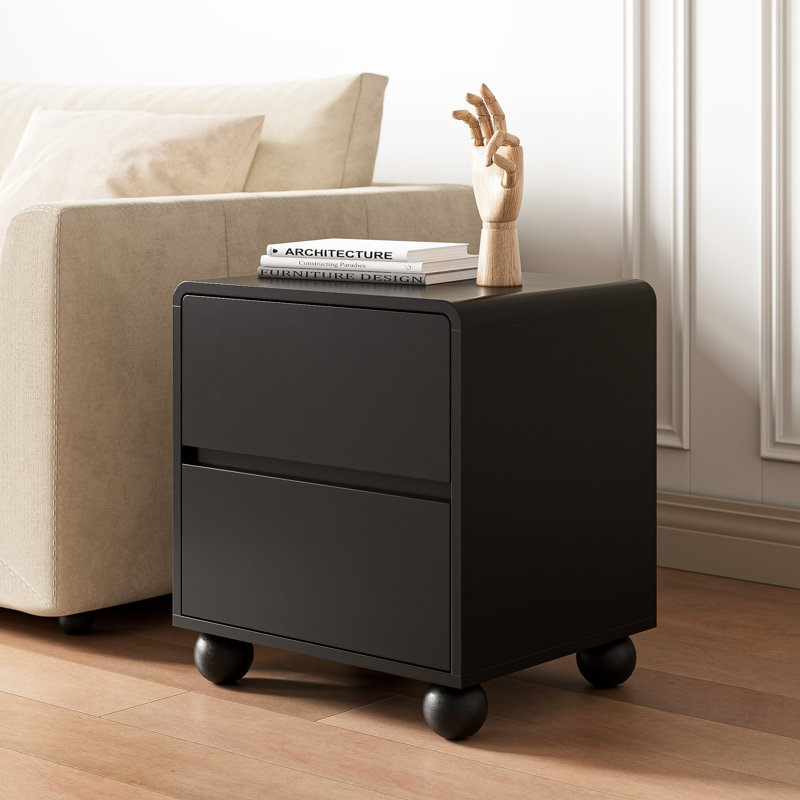 2-Drawer Nightstand, Set Of 2, Black