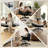 PU Leather Cross-Legged Swivel Home Office Chair Task Chair With Flip-Up Armrests-1394167591