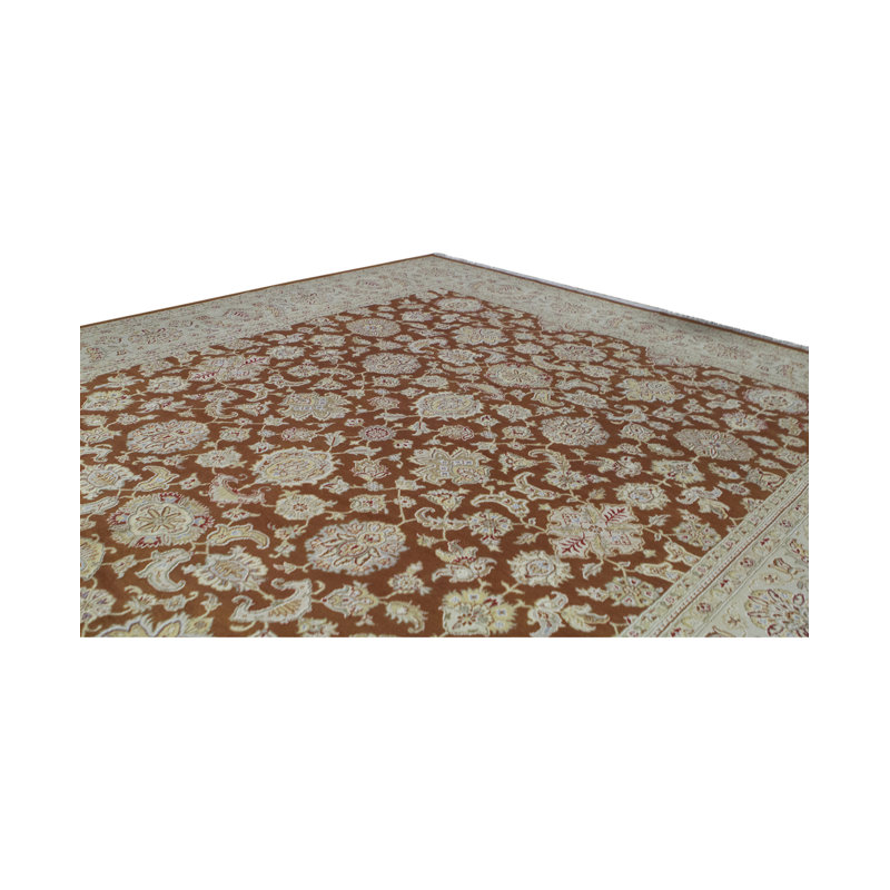 Tapis rouille et beige noué à la main de haute qualité