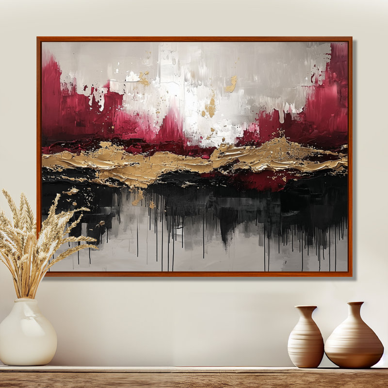 Nowshin - Abstract Wall Art, Brun, H 12 po x l 20 po, Impression encadrée flottante
