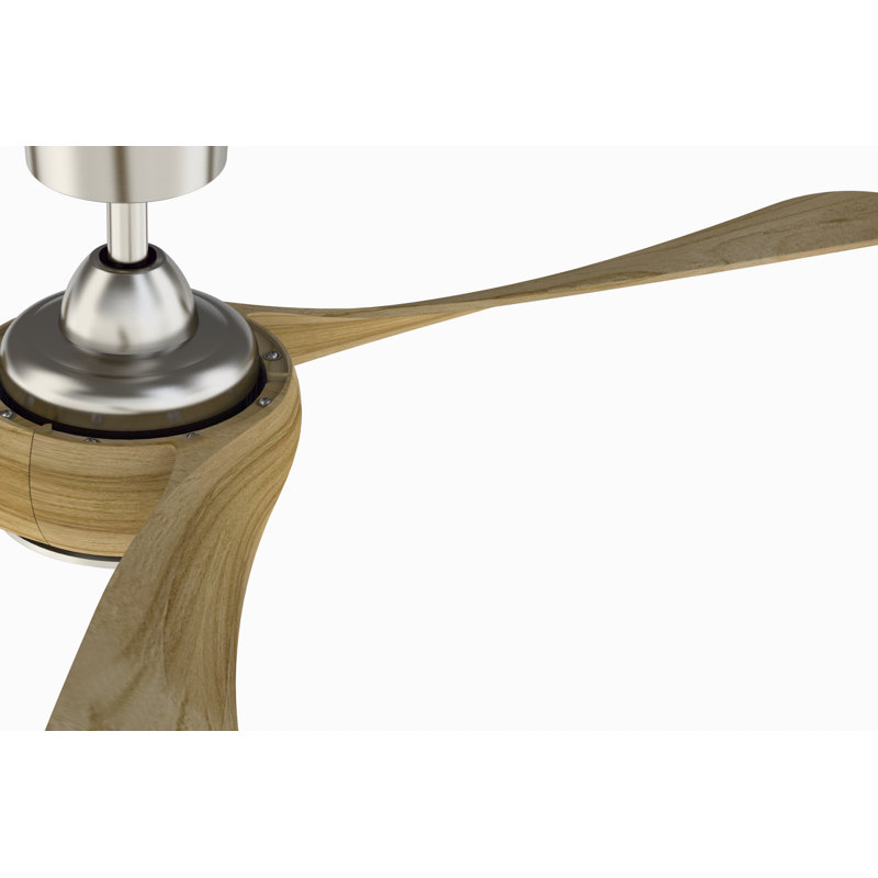 Wrap Custom 48 inch Indoor/Outdoor Ceiling Fan with LED CCT Select Light Kit - Brushed Nickel with Natural blades, Natural