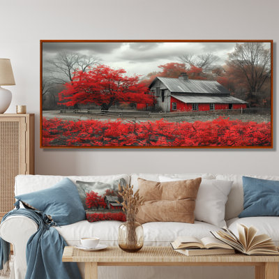 Red And Grey Autumn Barn Refuge II - Barn Wall Art