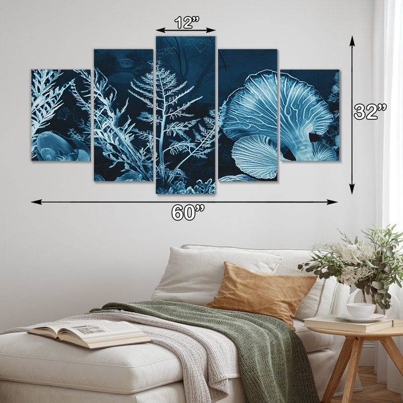 Rizzo - Coastal Coral Under Water, art mural sur toile 5 pièces