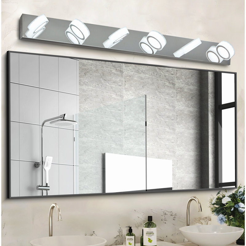 Éclairage pour meuble-lavabo moderne rotatif à 6 lumières DEL avec abat-jour en acrylique à intensité variable chrome, Chrome