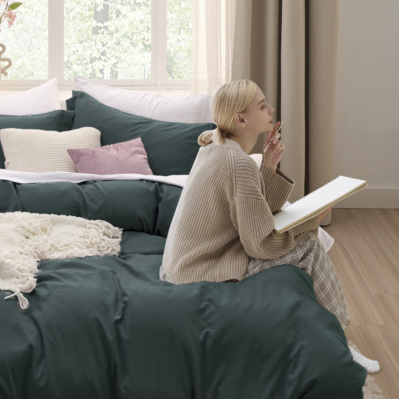 Ensemble de housse de couette en microfibre Litsure - Ensemble de literie très doux en coton prélavé (ensemble de 3)