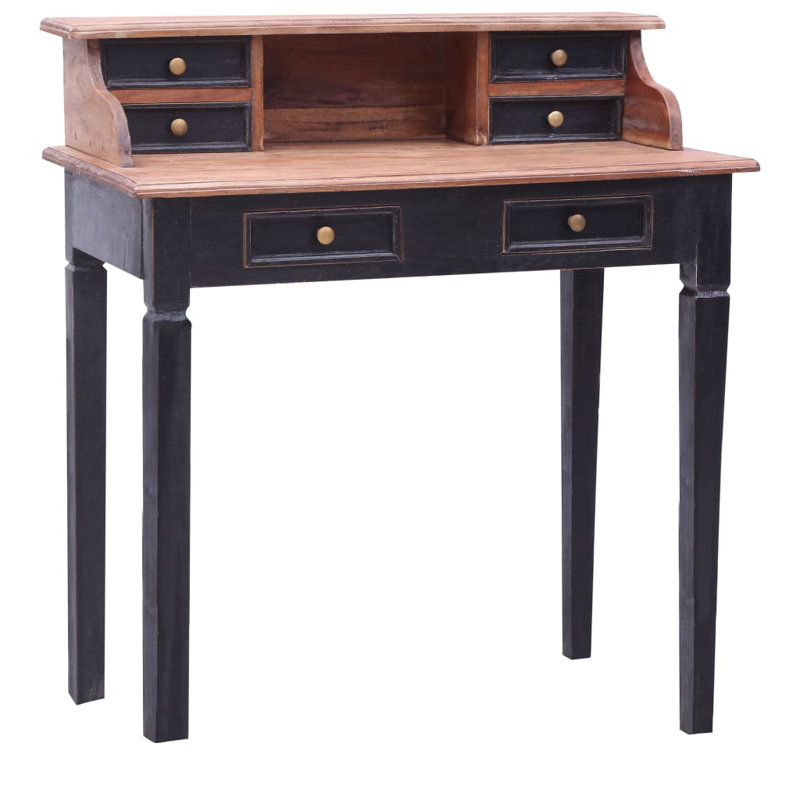 Braeli Solid Wood Top Writing Desk, Black
