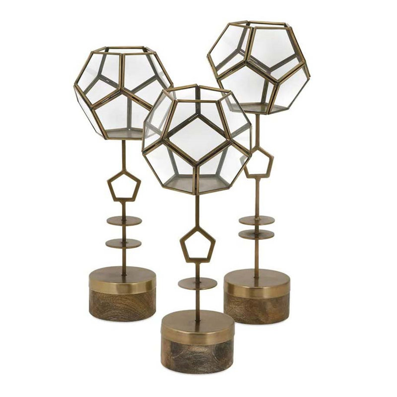 Ensemble d'ouragan de table en verre 3 pièces