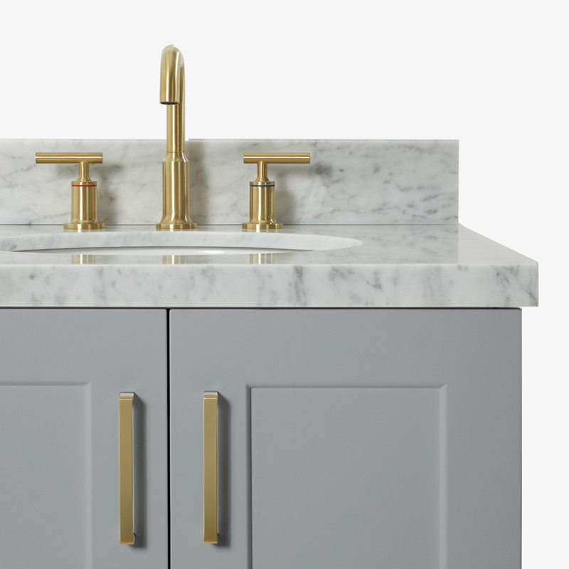 ARIEL TAYLOR 37 IN LEFT OFFSET RECTANGLE SINK VANITY, Gray, Rectangle, Left 