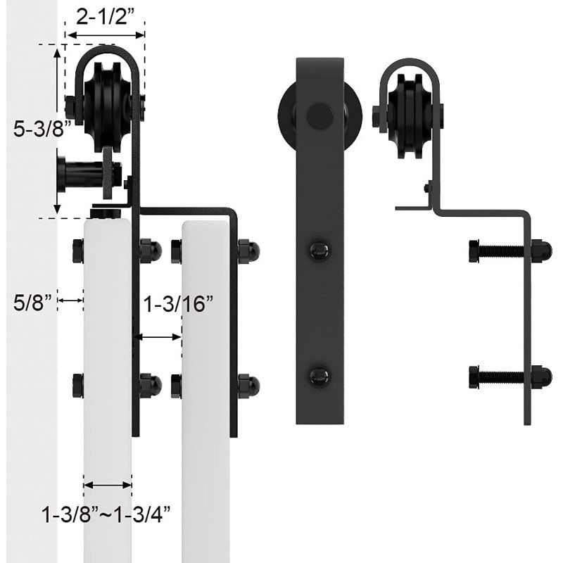 Matte Black Single Bypass Barn Door Hardware Kit