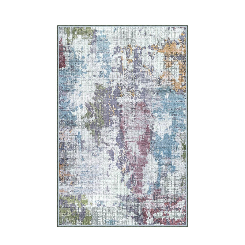 Stylish Hall Carpet (3.3 x 6.6 ft), 100% Polyester, 0.3 in Pile Height | Antibacterial, Non-Slip PVC Felt Dot Underside | Machine Washable, 3D Digital Print, Durable & Easy to Clean | Perfect for Entryway & Living Areas