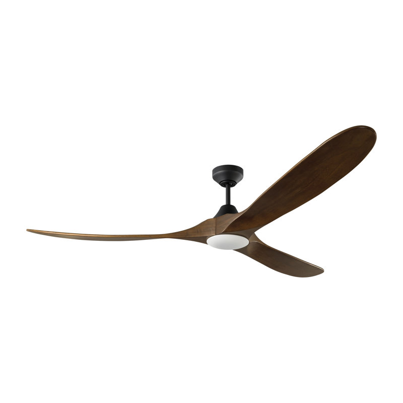 Visual Comfort Fan Maverick Smart 70 LED Indoor Ceiling Fan with Threaded Downrod, Natural Honey blades and Handheld Remote