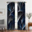 Lot de 2 rideaux bleu foncé aux lignes abstraites, motifs géométriques, panneaux à œillets imprimés aux courbes fluides et contemporaines, décoration de fenêtre pour chambre et salon.-882304535