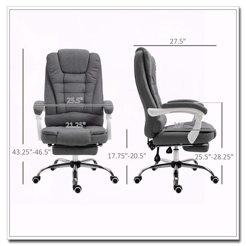 Fauteuil de direction en tissu de lin Vinsetto