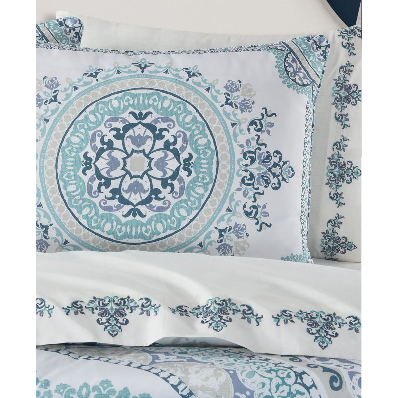 California King Blue and White Reversible Comforter Set
