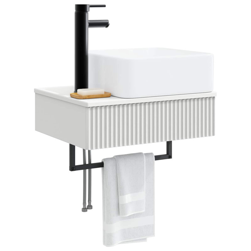 Single Bathroom Vanity with Ceramic Basin, White