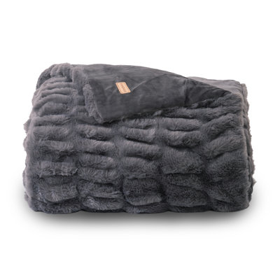 Ruched Faux Fur Throw Blanket