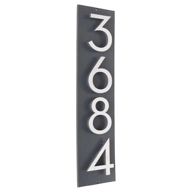 Floating Modern 3" Number Vertical Address Plaque (4 Digits), Gray, Yes, Satin Nickel Two Tone