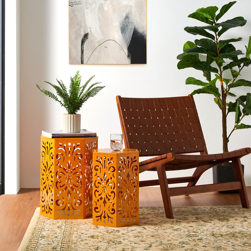 Tabouret d'appoint en métal Loiret, Orange