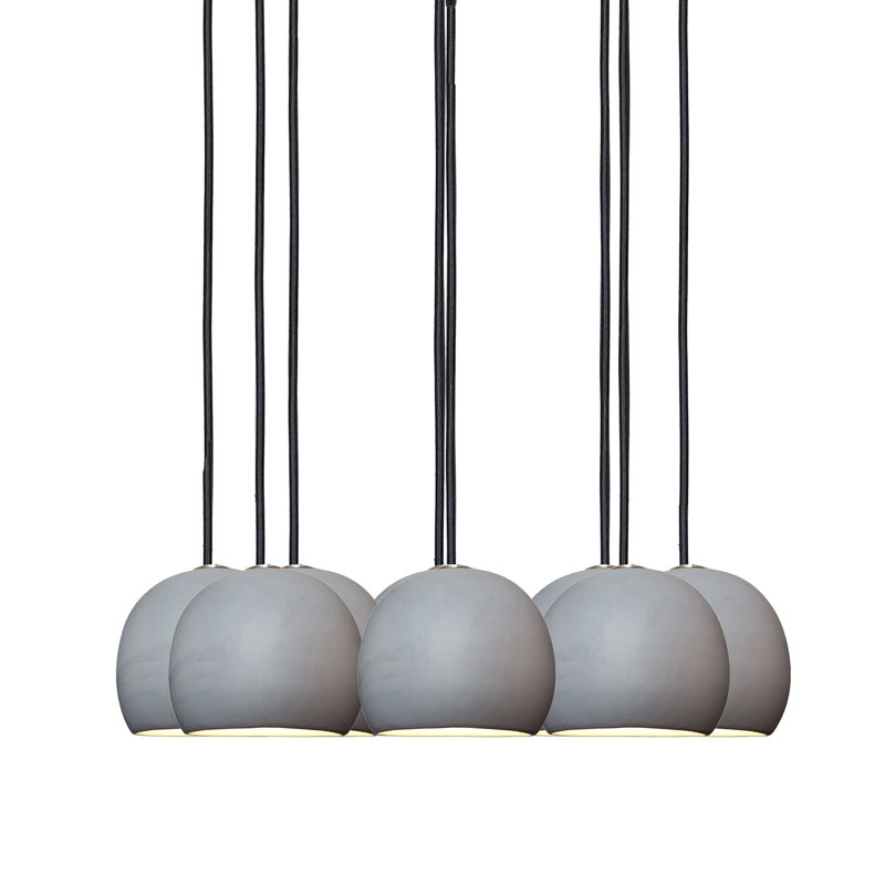 Lustre suspendu en argile et porcelaine, Noir, H 100 po