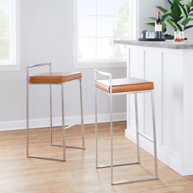 Tabouret de bar et de comptoir Ernestine, Acier Inoxydable, Tabouret de bar (siège d'une hauteur de 31 po)