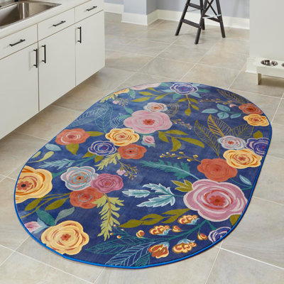 Clydie Floral Navy/Red Area Rug