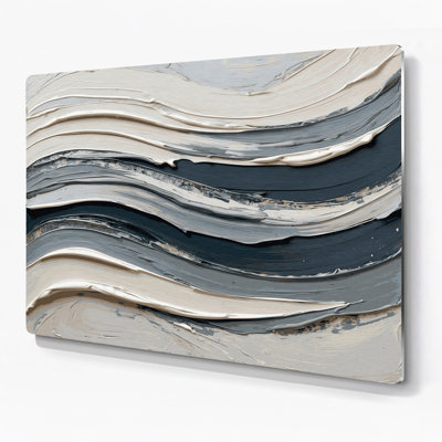 Art mural horizontal horizontal rayé gris ardoise ivoire