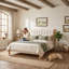 Lit plateforme tapissier scandinave avec structure en bois massif-675234333-675234331