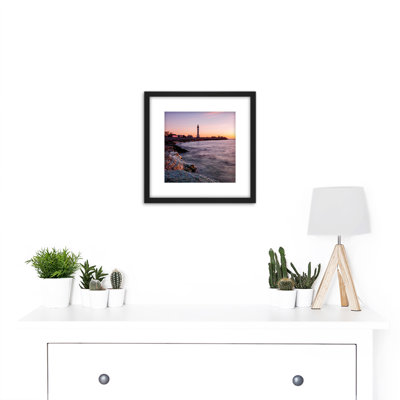 Lighthouse Sunset Photo 1 Piece Single Picture Frame Wall Art