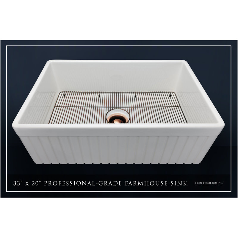 Luxury Solid Fireclay Farmhouse Sink, Antique Copper Accessories
