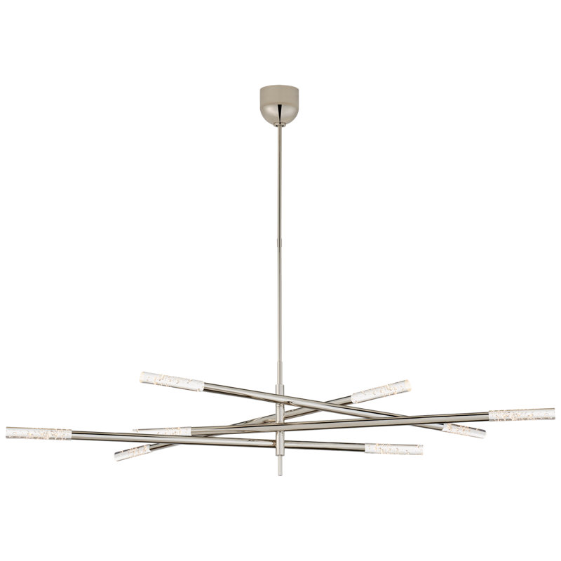 Kelly Wearstler Rousseau Grande Eight Light Articulating Chandelier, Polished Nickel, Etched Crystal
