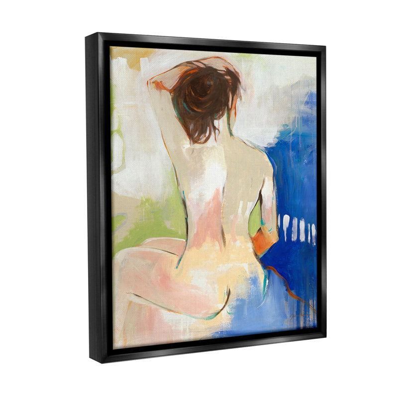 "Modern Nude Figure" par Liz Jardine sur toile, Cadre flottant noir de jais, H 21 po x l 17 po