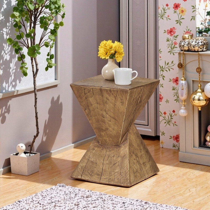 Table de bout sculptée d'une hauteur de 18 po pour le bureau de la chambre à coucher - Table d'appoint minimaliste fabriquée à la main avec texture semblable au bois