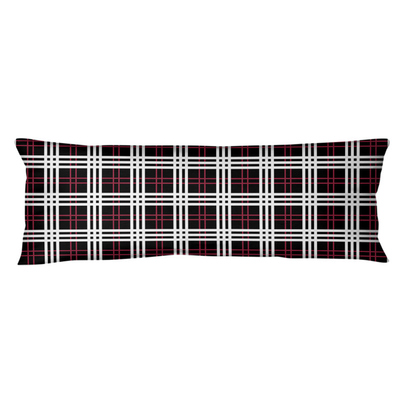 Polyester Medium Pillow, Black/Red/White, Plush Fleece