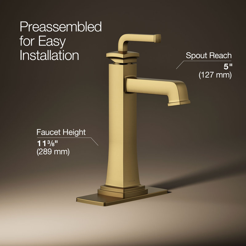 Riff Tall Single-Handle Bathroom Sink Faucet 1.2 GPM, Vibrant Brushed Moderne Brass, 1.2 GPM