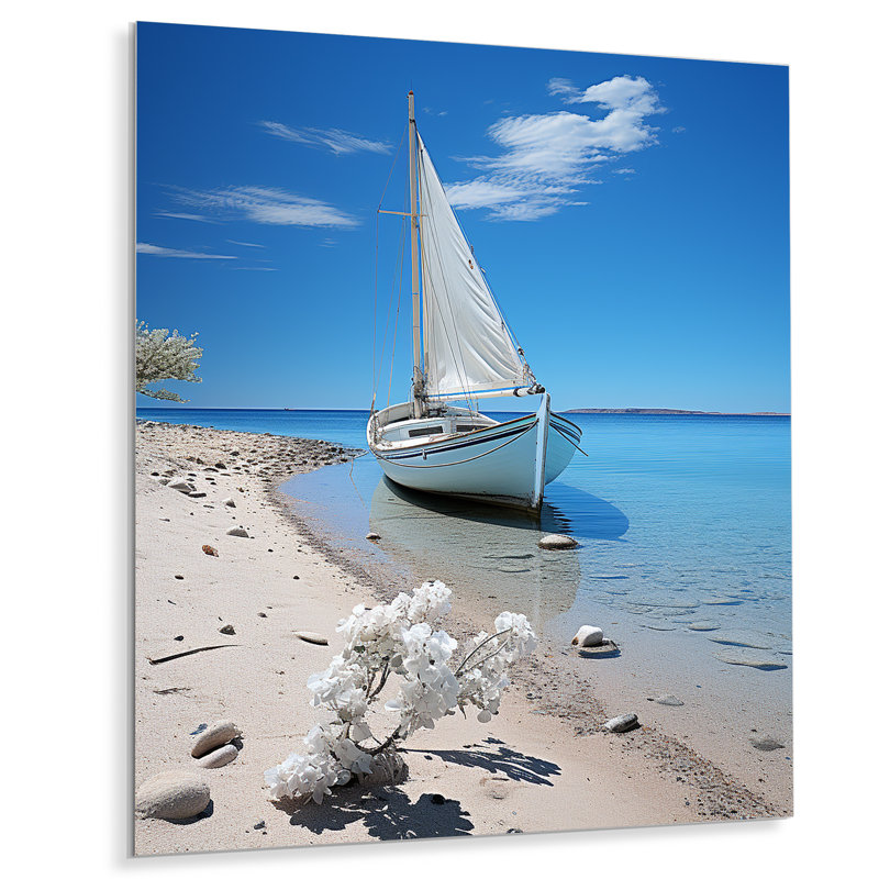 Bateau élégance minimaliste II - décoration murale nautique et plage en métal, H 20 po x l 12 po x P 1 po
