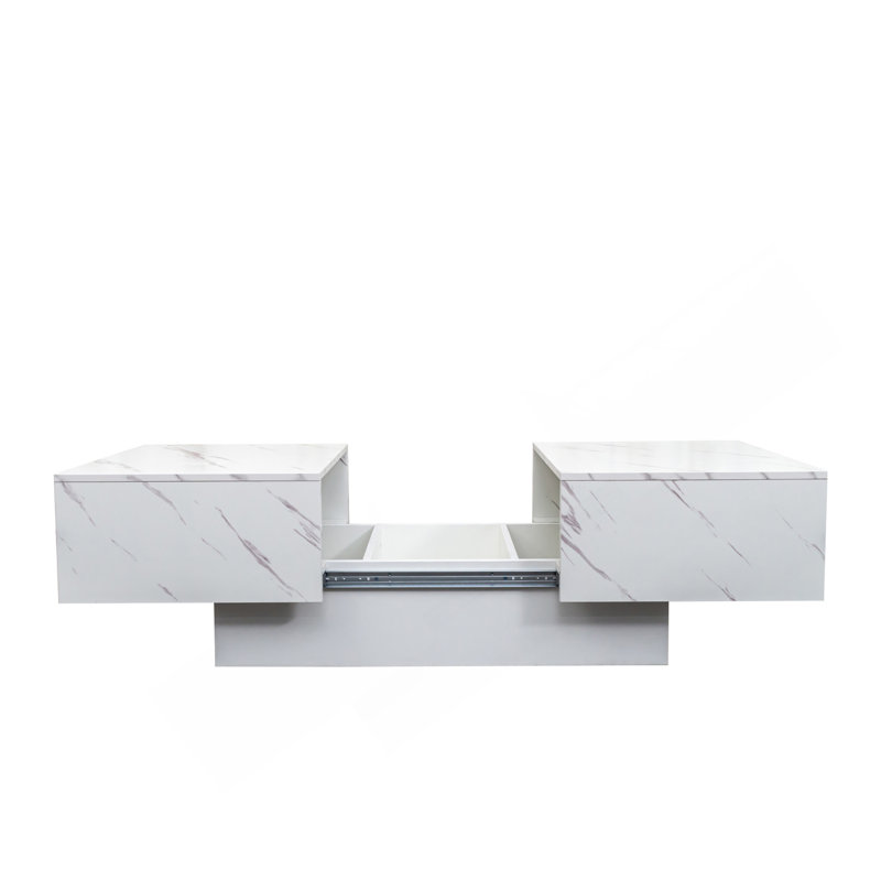 Table basse avec plateau coulissant, table centrale avec compartiment de rangement caché, table extensible pour le salon