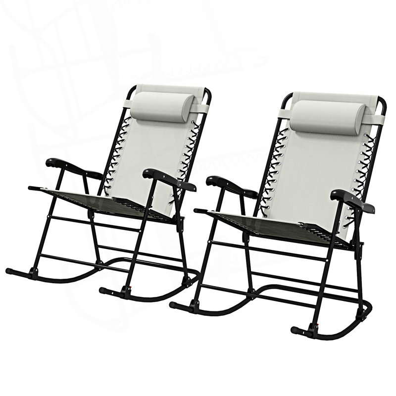 Ensemble de chaises berçantes d'extérieur 2 pièces, ensemble de chaise berçante pliable