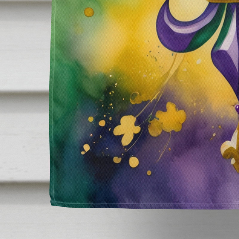 Large Multicolor Polyester Mardi Gras House Flag with Fleur de Lis Design