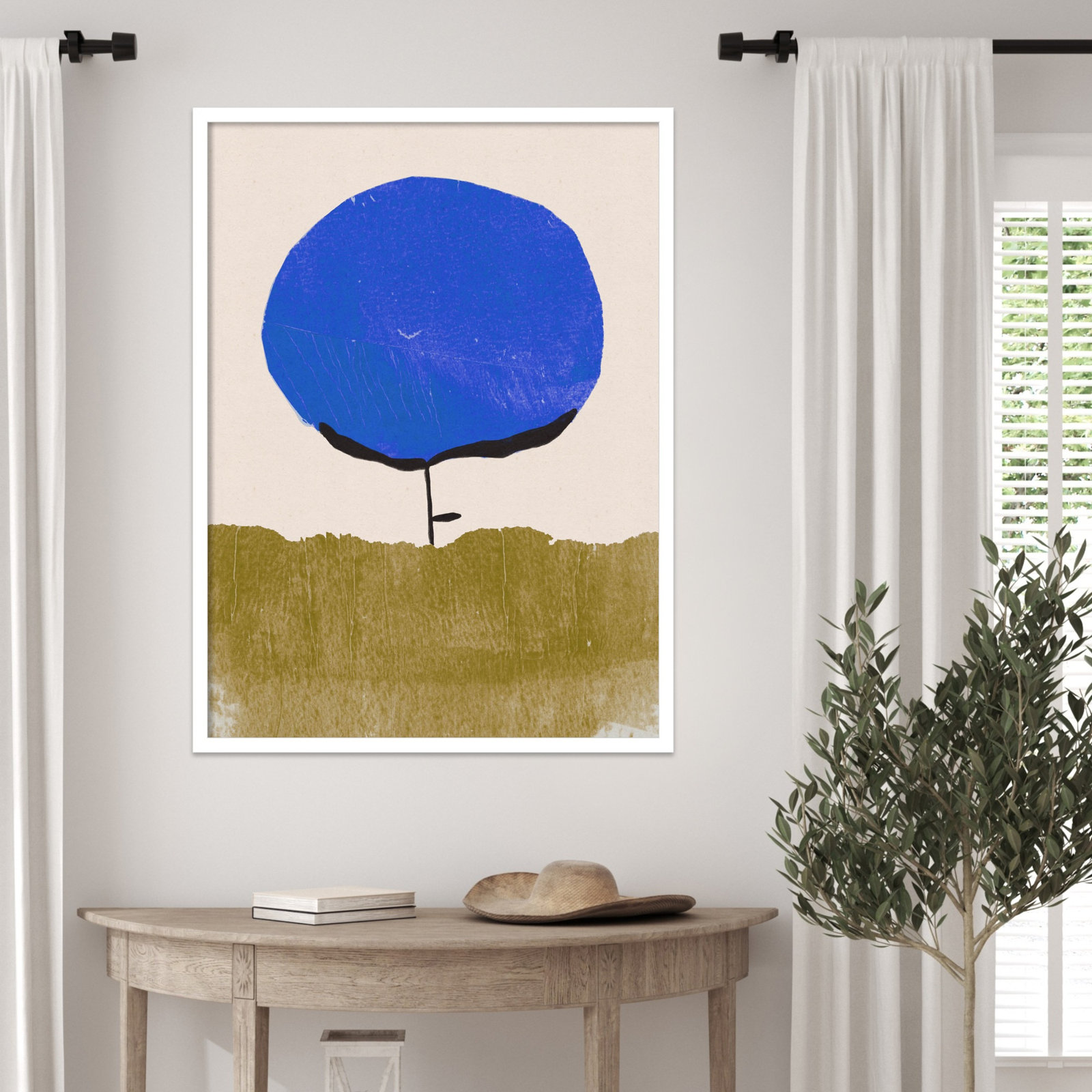 Blue Flower Print by Alisa Galitsyna, 33" H x 25" W, White