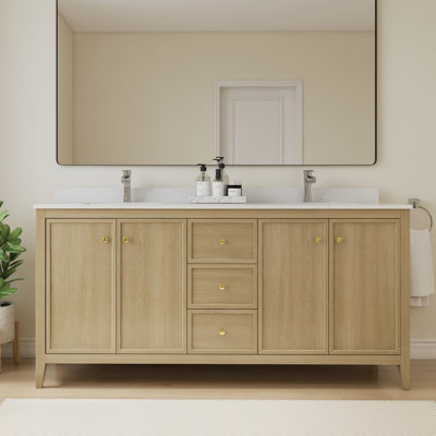 Meuble-lavabo double 72 po avec plateau Arabescato