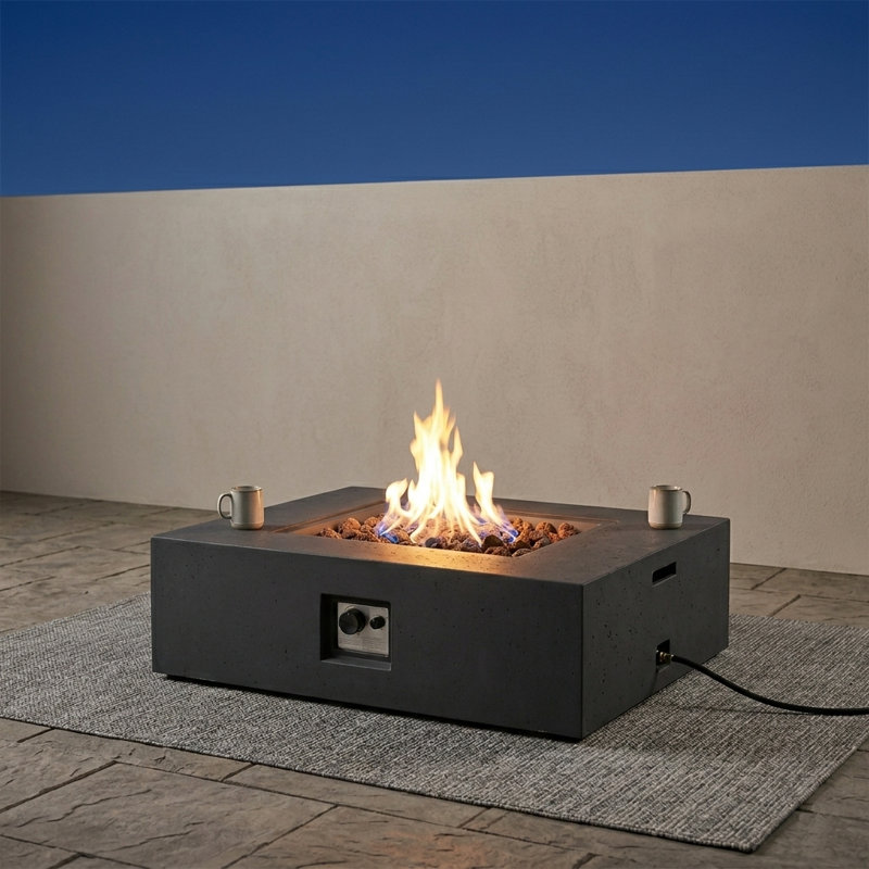 40'' Square 50,000 BTU Propane Gas Outdoor Fire Pit Table in Dark Gray, Dark Gray