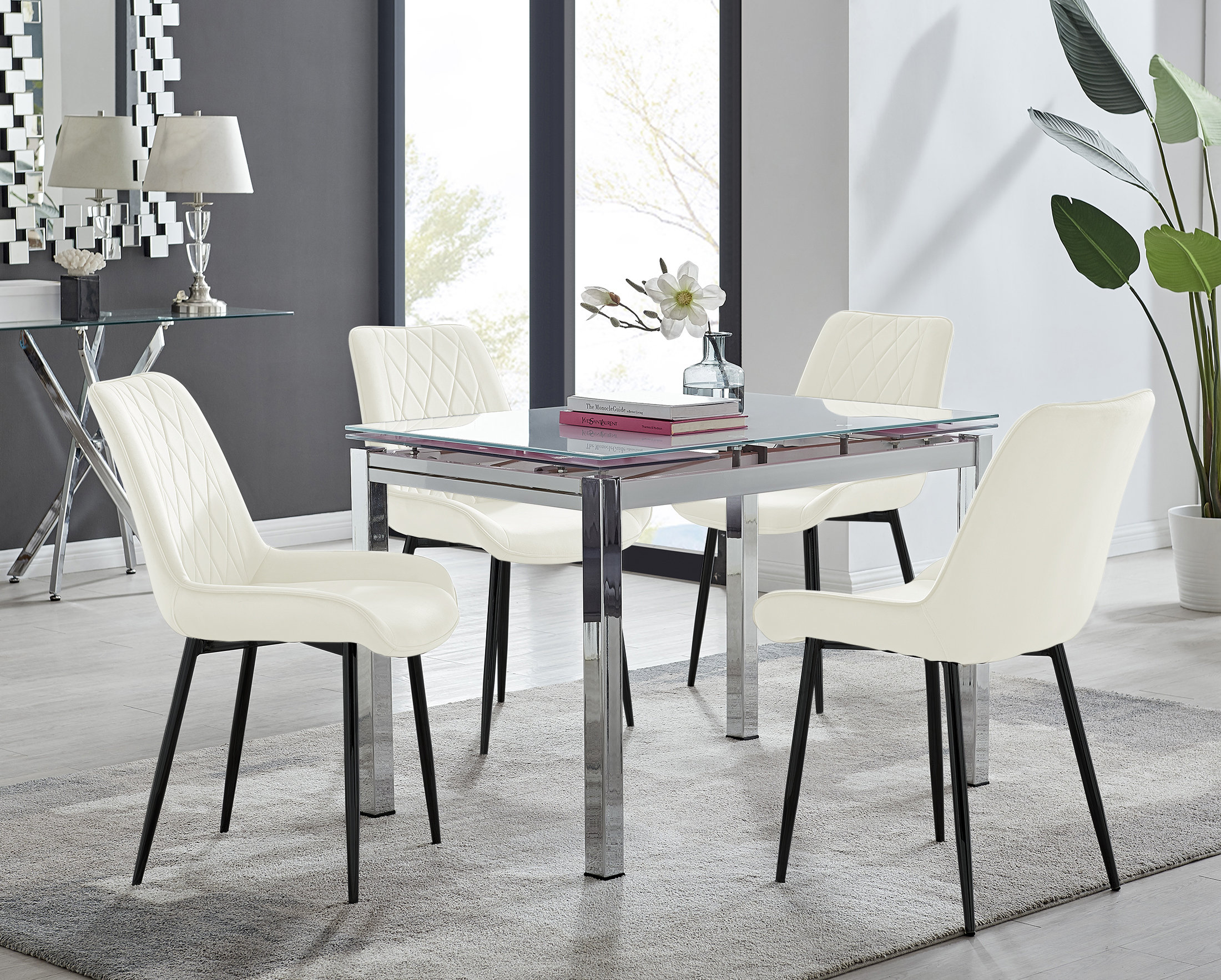 Cream and deals black dining table