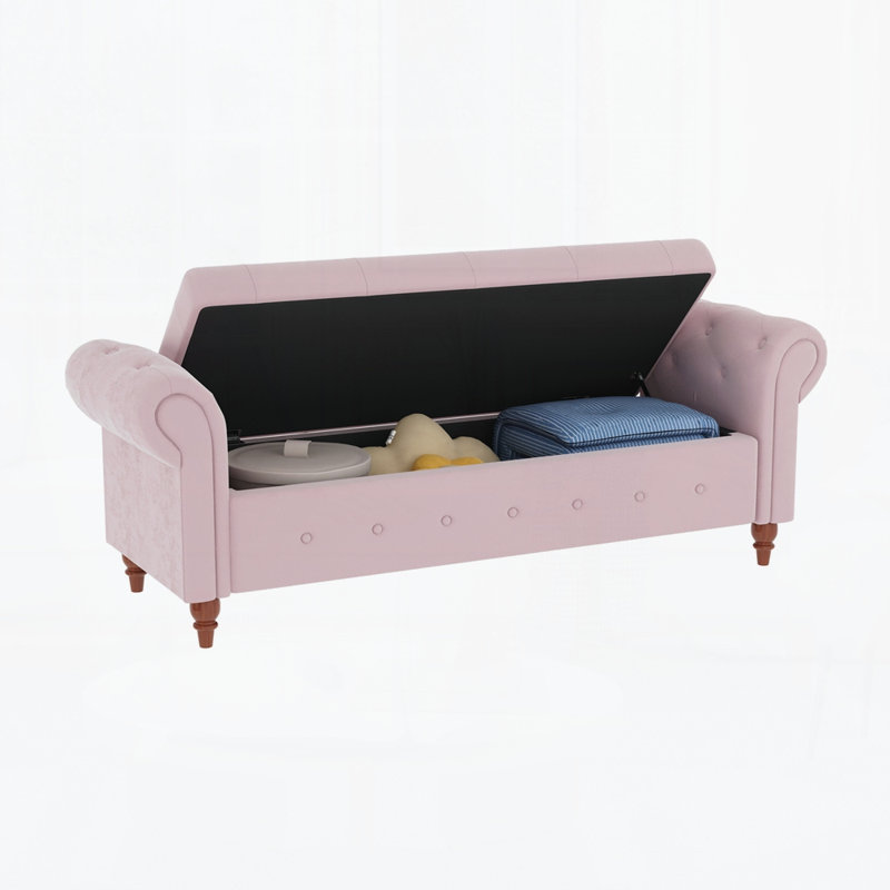 Banc de lit 63 po avec rangement, Rose