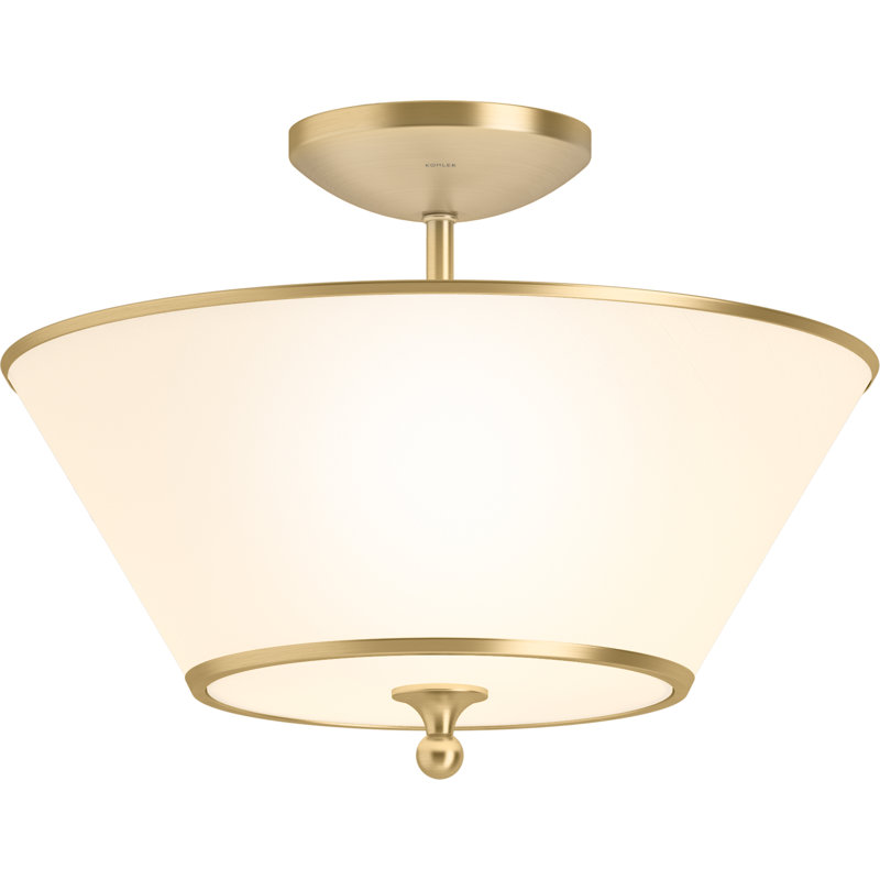 Parohn Semi-Flush Light, Brushed Modern Brass, Beige