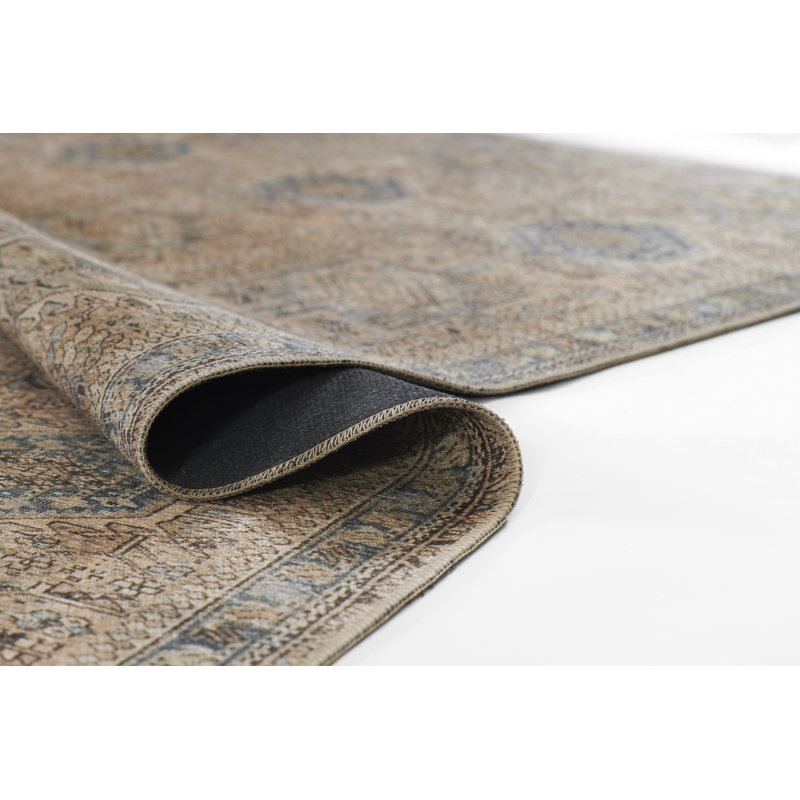 Tapis bleu campagnard en polyester Bungalow Bungalow, Rectangle 7 pi 6 po x 9 pi 6 po