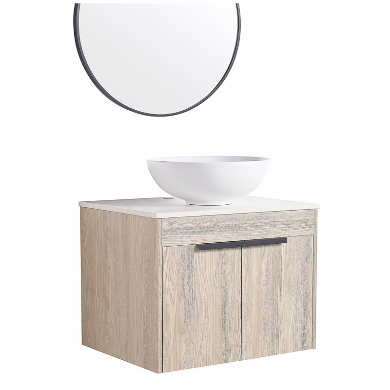 Ensemble de meuble-lavabo mural 24 po avec lavabo en céramique