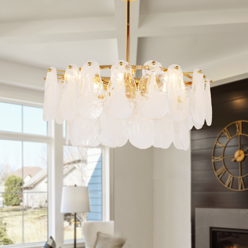 Modern Golden Double-layer Gourd Glass Chandelier With E14 Light Sources