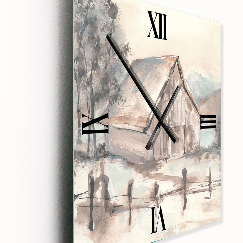 Horloge murale en métal Farmhouse Barn Gray VII, Médium