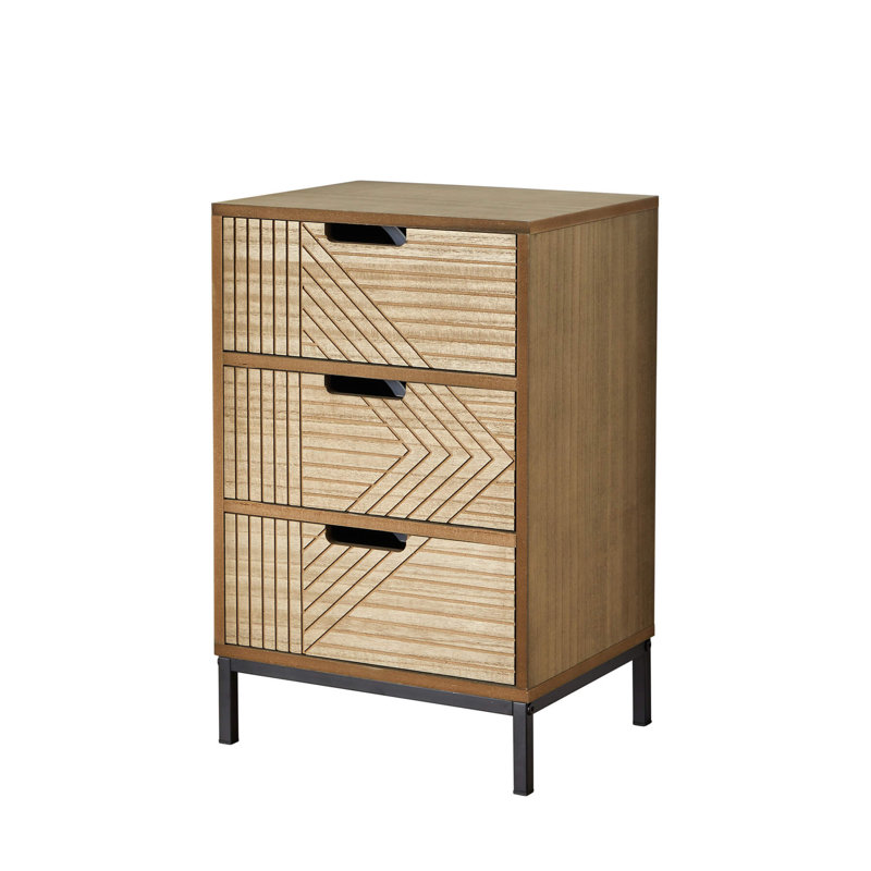 Rett 3 Drawer Solid Wood Bedside Table Storage Unit