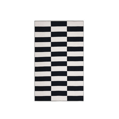 Alvana Black Ivory Hand-Woven Cotton Rug